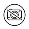 No camera icon, no photo, stop, not to take photographs, line symbol on white background - editable stroke vector illustration