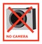 no camera takeing photo is not allowed ban picture of camera crossed in red frame with sign no camera