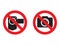 No camera and video red prohibition signs. Taking pictures and recording not allowed. No photographing sign. No video camera sig