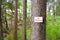 No camping tents sign on tree in woodlands national park travel outdoors forestry management