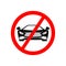 No car sign. Parking prohibited symbol. Restriction icon. Machine sign. Supercar icon in black and white graphics. Flat characters