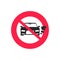 No car or vehicle engine running sign vector, flat cartoon prohibited or forbidden automobile park with started engine