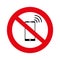 No cell, No mobile phone sign banner, No phone sign on white background, illustration, vector,