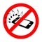 No cell phone sound sign, flat cell phone