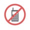 No cellphone allowed icon on white background for graphic and web design, Modern simple vector sign. Internet concept. Trendy