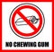 No chewing gum. Prohibition sign