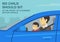 No child should sit in the front of a running motor vehicle. Close-up of male kid sitting on the lap of dad while driving.