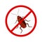 No cockroach sign in red crossed circle vector icon isolated on white background.