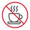 No coffee cup line icon, prohibition and forbidden