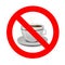 No coffee or tea drink forbidden sign, red prohibition symbol