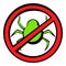 No computer virus, prohibition sign icon cartoon