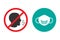 No cough and medical mask icons in a flat design