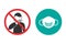 No cough and medical mask icons in a flat design