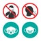 No cough and medical mask icons in a flat design
