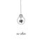 No creativity complicated idea concept illustration. simple line hanging light bulb with tangled filament thread vector design