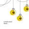 No creativity complicated idea concept illustration. simple line hanging light bulb with yellow background and tangled filament