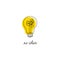 No creativity complicated idea concept illustration. simple line light bulb with yellow background and tangled filament thread