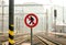 No Crossing Sign on Railroad Platform