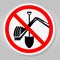 No Digging Sign, No Digging Spade and Crane Symbol