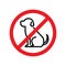 No dogs allowed. Dog prohibition sign