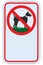 No dogs allowed warning sign, blank empty copy space, isolated large detailed ban signage macro closeup, vertical metal regulatory