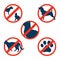 No Dogs Cats Pets Allowed Entry Symbol Icon Set