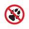 No dogs or pets allowed, prohibition sign. vector illustration.