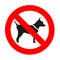 No dogs sign, prohibitory sign, dogs are not allowed passage