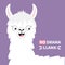 No drama Llama alpaca happy head face. Cute cartoon funny kawaii smiling character. Childish baby collection. T-shirt, greeting