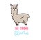 No drama llama cute card with cartoon llama. No probLlama motivational and inspirational quote. Cute llama drawing with