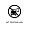 No driving and phone using icon. Simple element illustration. No
