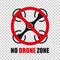 No drone zone sign icon in transparent style. Quadrocopter ban vector illustration on isolated background. Helicopter forbidden