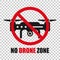 No drone zone sign icon in transparent style. Quadrocopter ban vector illustration on isolated background. Helicopter forbidden