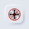 No drone zone sign. No drones icon. Vector. Flights with drone prohibited. Neumorphic UI UX white user interface web button.