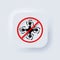 No drone zone sign. No drones icon. Vector. Flights with drone prohibited. Neumorphic UI UX white user interface web button.