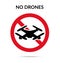No drones sign. Drone flights limitations in public places, park