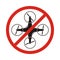 No drones sign, Drones free area. Drones flights limitations in