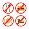 No Eating Drinking Forbidden Icon Symbol Collection