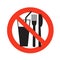 No eating and drinking sign ban on food forbidden black in red