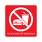 No eating or drinking sign with text, Prohibition symbol sticker for public places