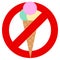 No eating ice cream prohibition sign vector illustration