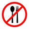 No eating sign. Vector illustration.