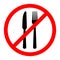 No eating sign. Vector illustration.