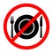 No eating sign. Vector illustration.