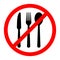 No eating sign. Vector illustration.