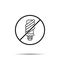 No economical light bulb icon. Simple thin line, outline vector of sustainable energy ban, prohibition, embargo, interdict,