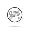 No electric car with electric plug icon. Simple thin line, outline vector of sustainable energy ban, prohibition, embargo,