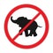 No elephant sign. Red prohibition sign .