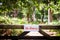 No entry board sign on a fence in the forest. Nature reserve territory. Protection of private property. Copy space