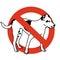 No entry dogs. Prohibition of dog. Strict ban on walking the dog, forbidden.